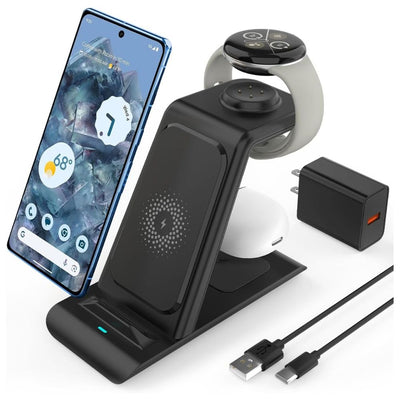 ChargeHub 3-in-1 Wireless Charger | Charging Station for Pixel Watch 3, 2, 1, Google Phones & Pixel Buds