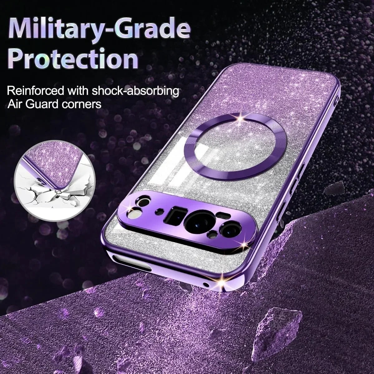 LumiShine Pixel – Gradient Glitter MagSafe Case