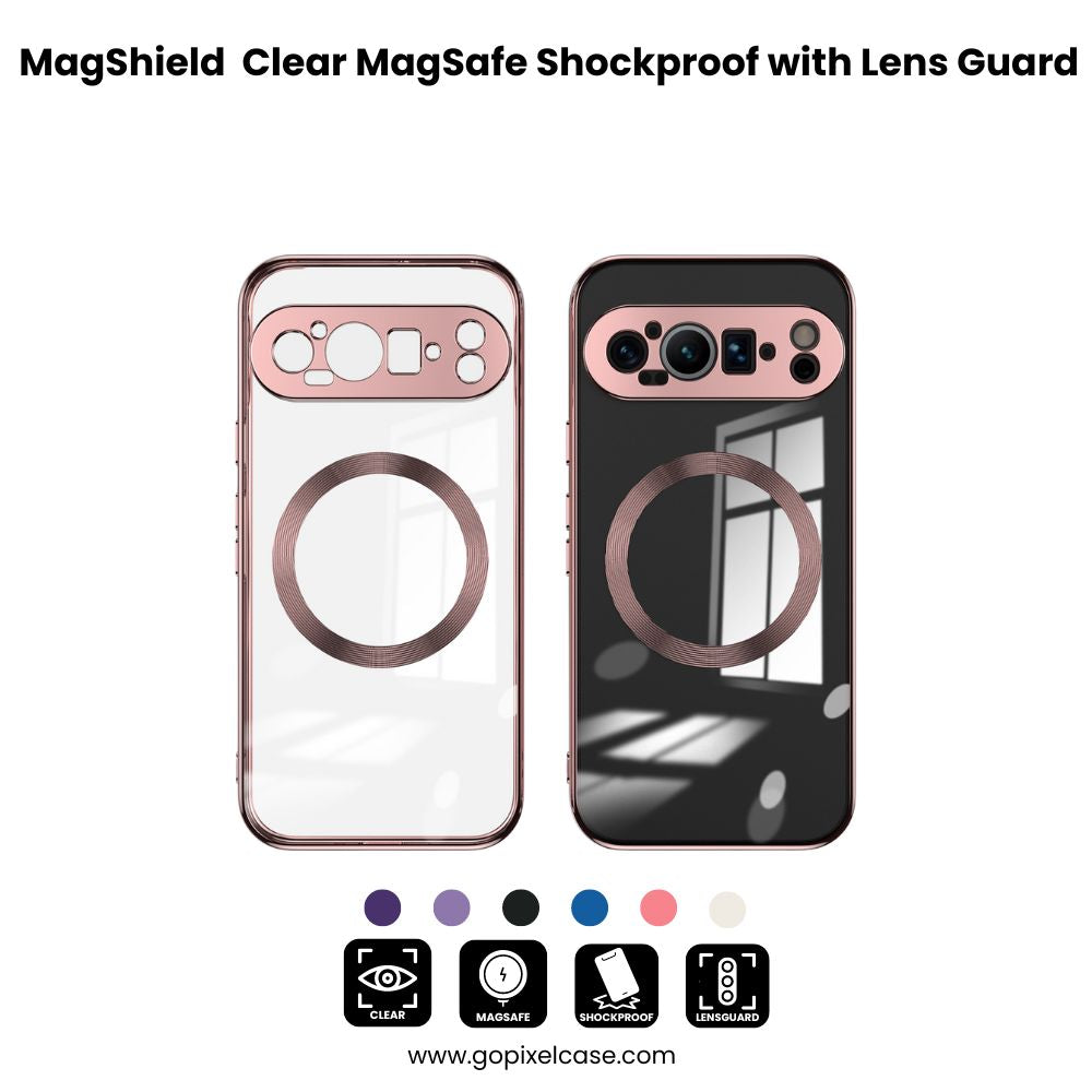 MagShield Pixel 9, 8, 7 Clear MagSafe Shockproof Case with Lens Guard