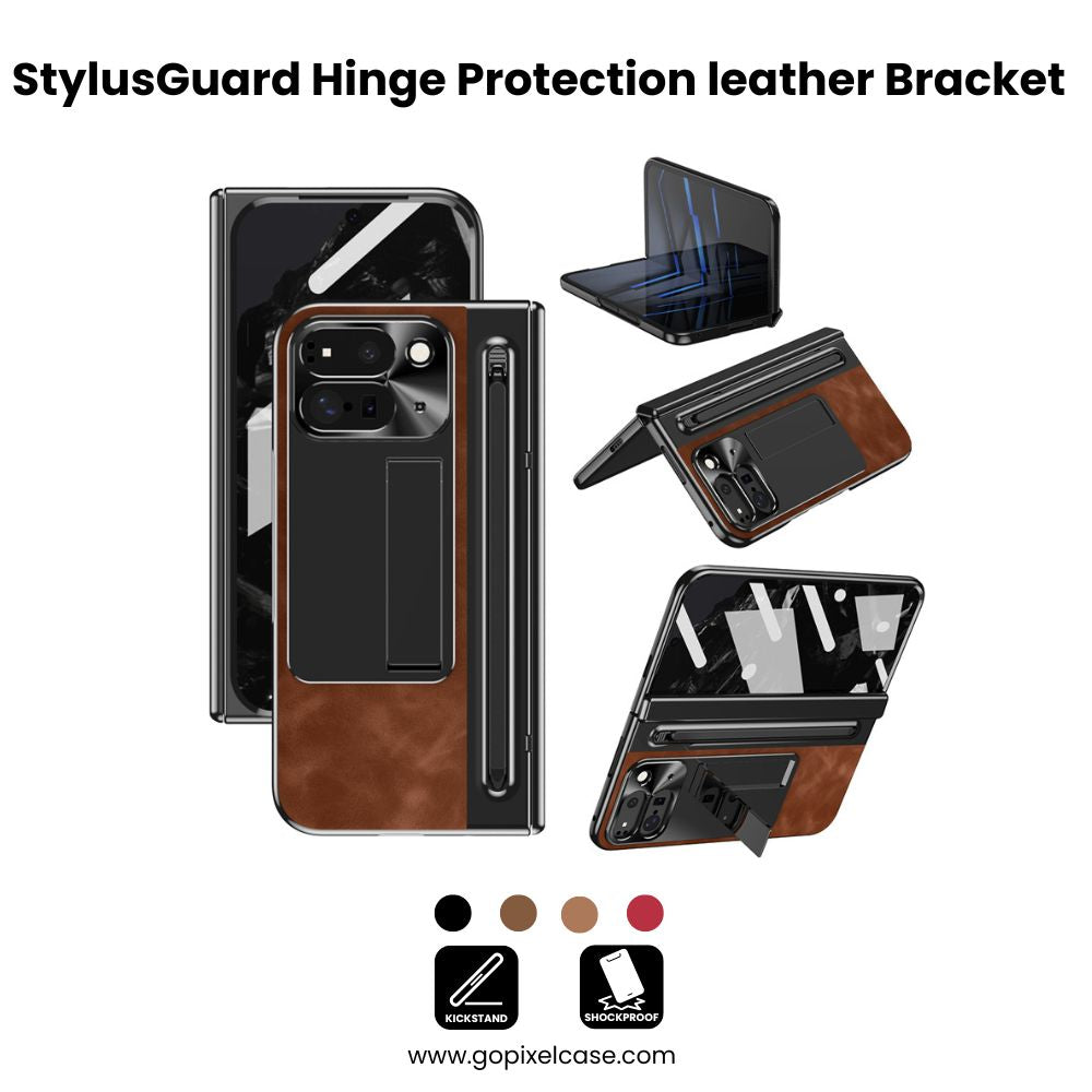 Retro PU Leather Slim Fit Rugged Case For Google Pixel Fold 5G – Shockproof & Wireless Charging Compatible