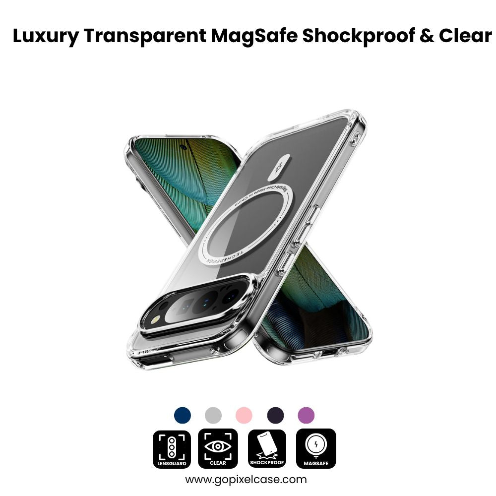 Luxury Transparent MagSafe Case for Pixel 9 Pro XL, 8 Pro, 8A - Shockproof & Clear