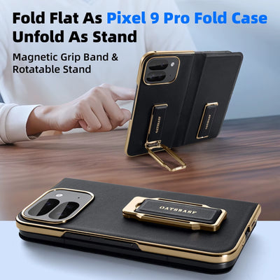 WristLux Pixel Fold 9 – Dual Strap Leather Stand Case
