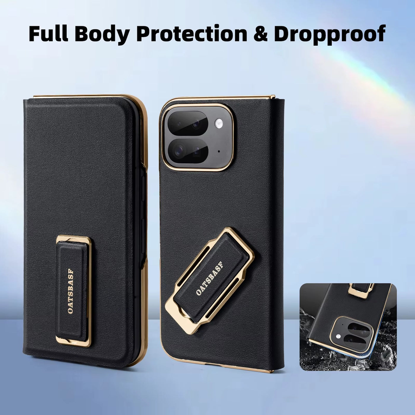 WristLux Pixel Fold 9 – Dual Strap Leather Stand Case