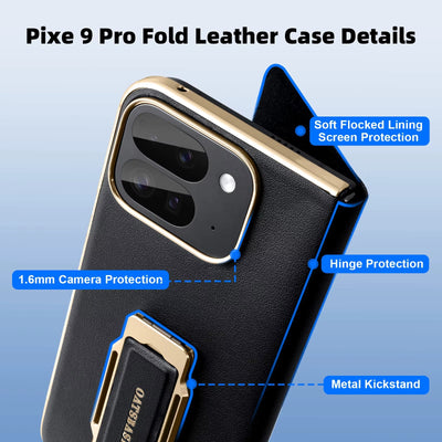 WristLux Pixel Fold 9 – Dual Strap Leather Stand Case
