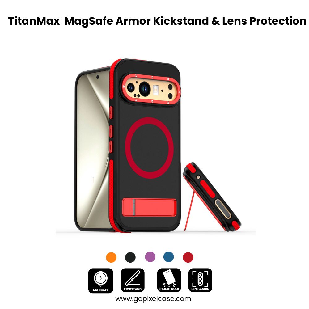 TitanMax Pixel 9 Series MagSafe Armor Case with Kickstand & Lens Protection