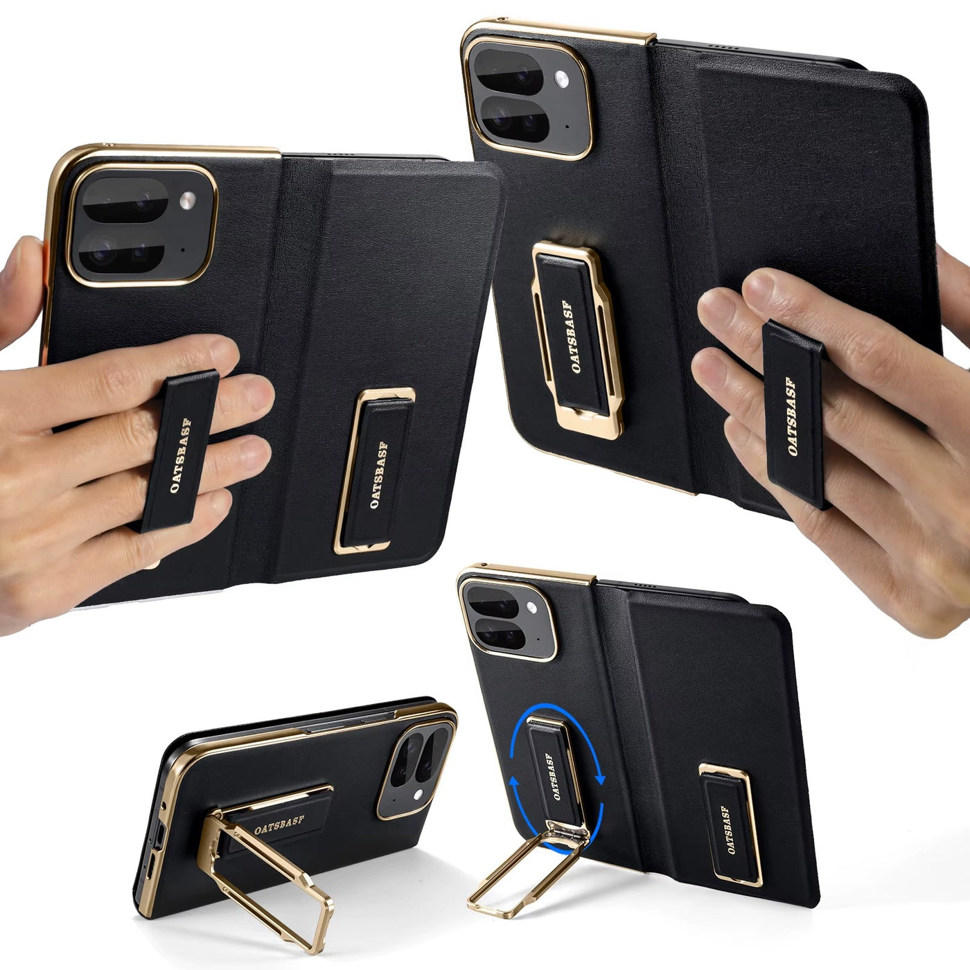 WristLux Pixel Fold 9 – Dual Strap Leather Stand Case