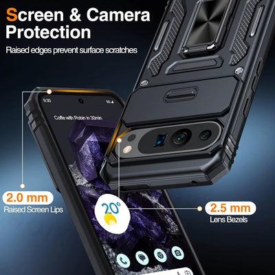 TitanGuard Pixel – Slide Lens Armor Case for Pixel 9A, 9 Pro XL, 8 Pro, 7 Pro