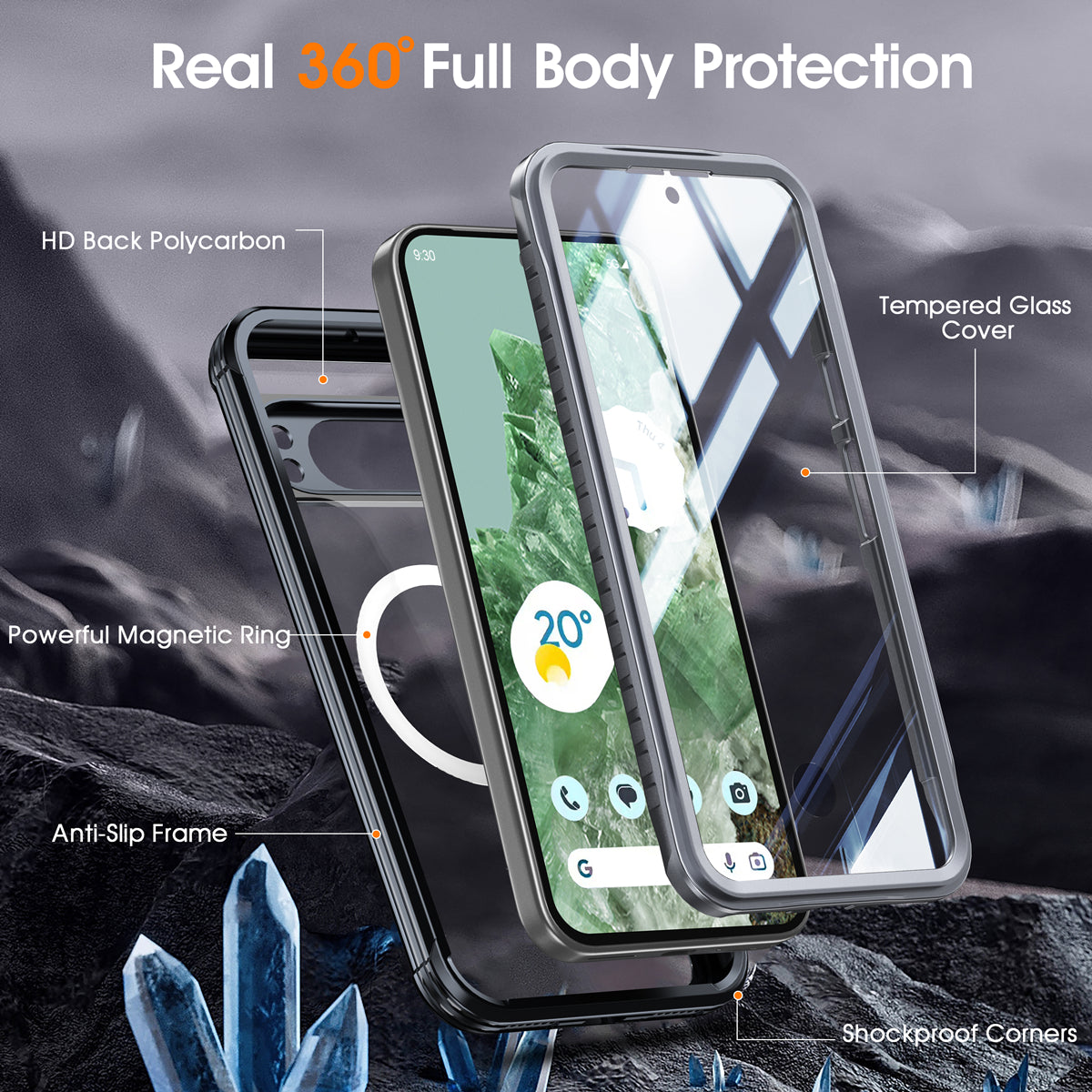 ClearArmor Pixel 9 Pro XL, 9 Pro and 9 360° MagSafe Case with Dual-Layer Glass