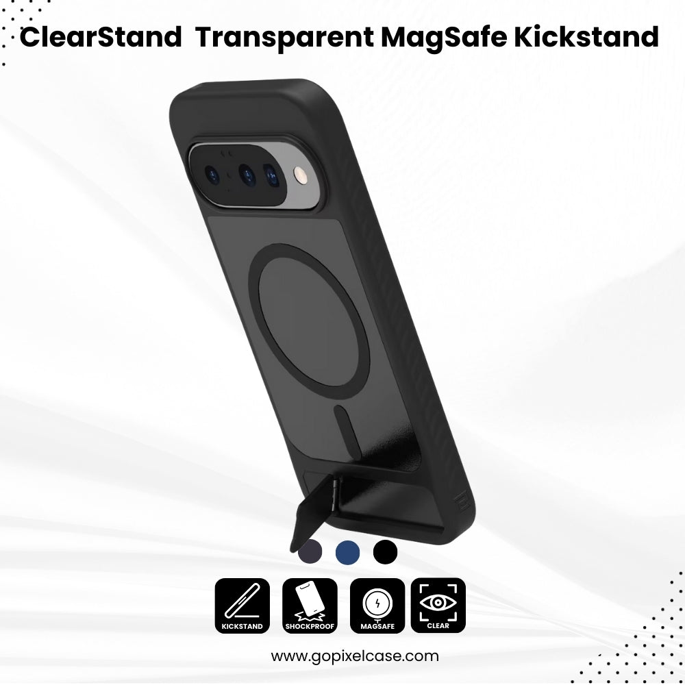 ClearStand Pixel – Transparent MagSafe Kickstand Case