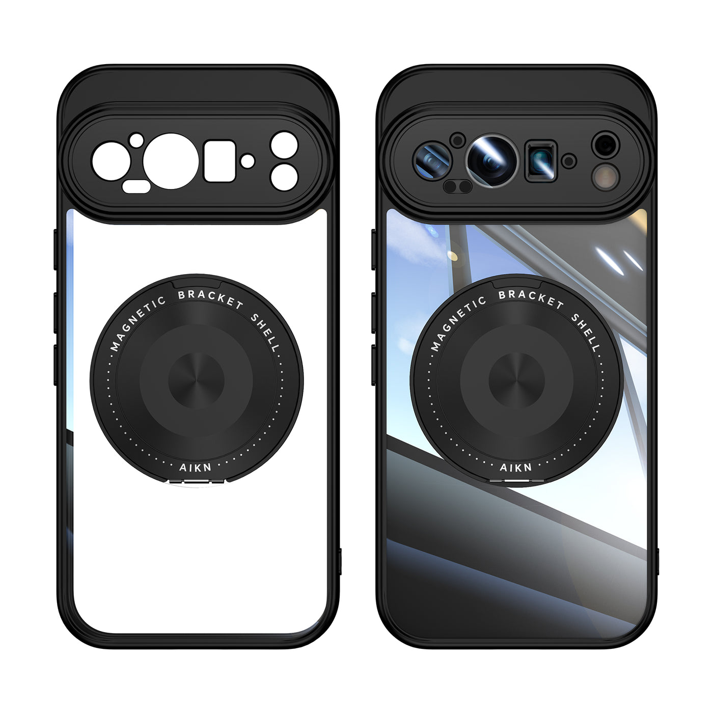 CrystalSpin Pixel 9 Pro XL, 9 Pro, 9 with 360° Stand Case with Lens Protection